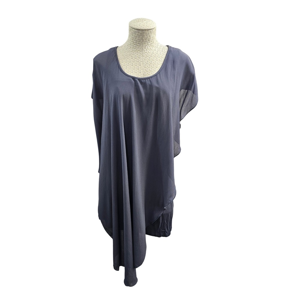 Miilla Style i877 Asymmetrical Sheer‎ Layered Overlay Tunic Top Blouse Shirt S